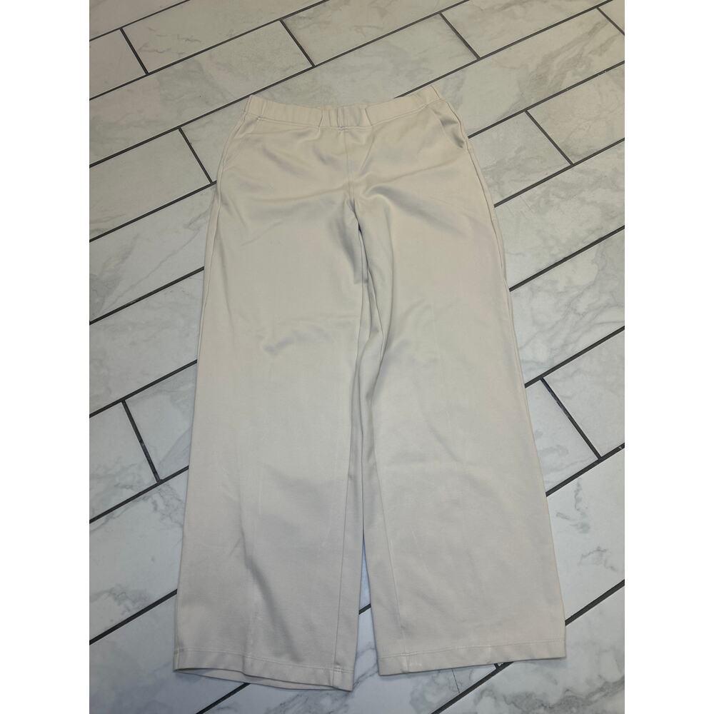 Madewell women’s stretchy trousers beige size large wide leg